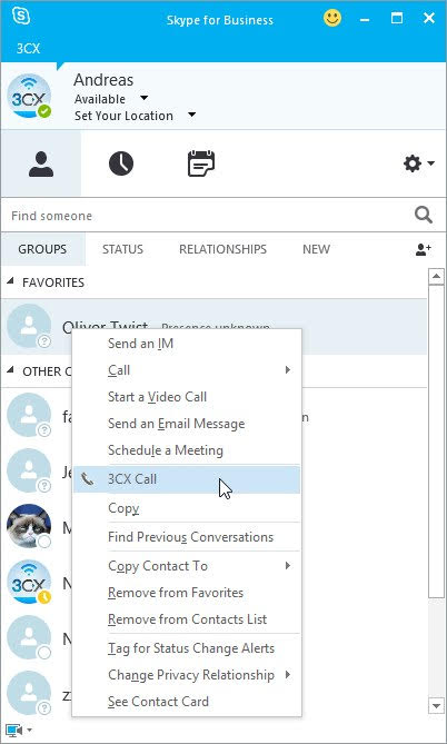 Skype for Business και 3CX